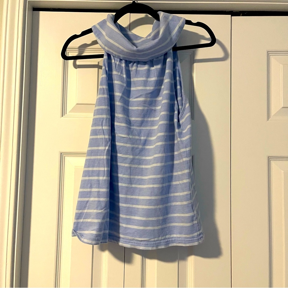 Blue Striped Sleeveless Top